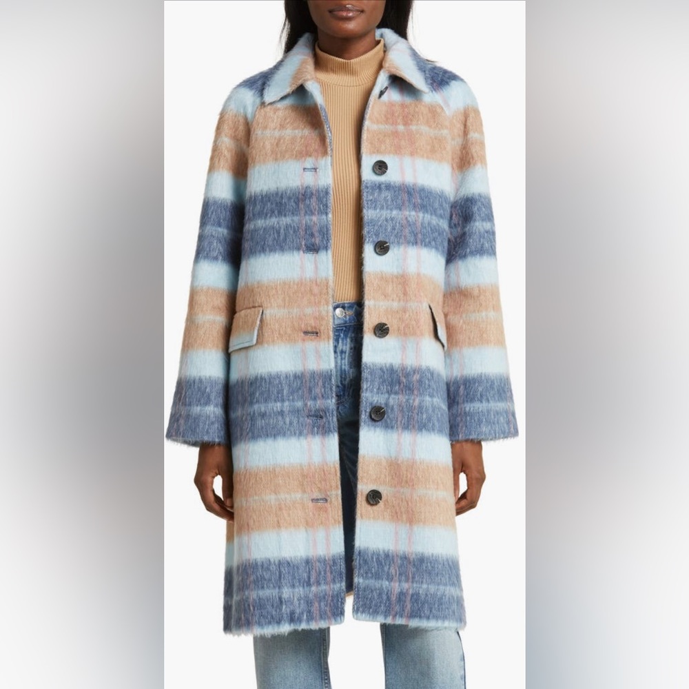 Aves Les Filles Plaid Raglan Sleeve Coat